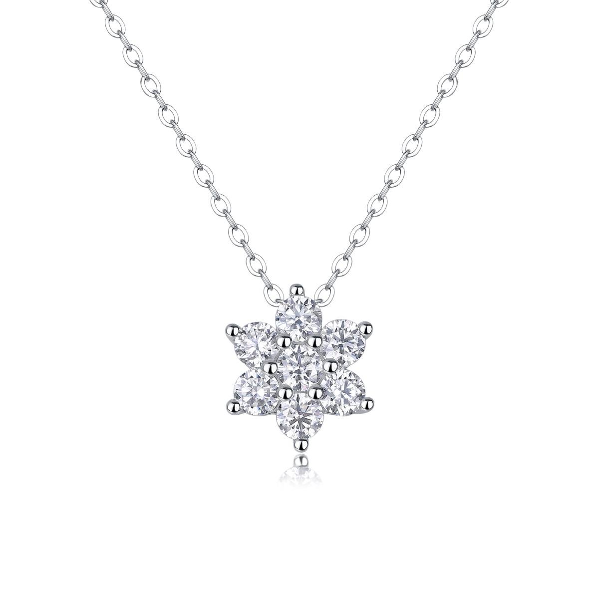 Fifty8 0.1ct Moissanite Snowflake Pendant Necklace, 925 Sterling Silver