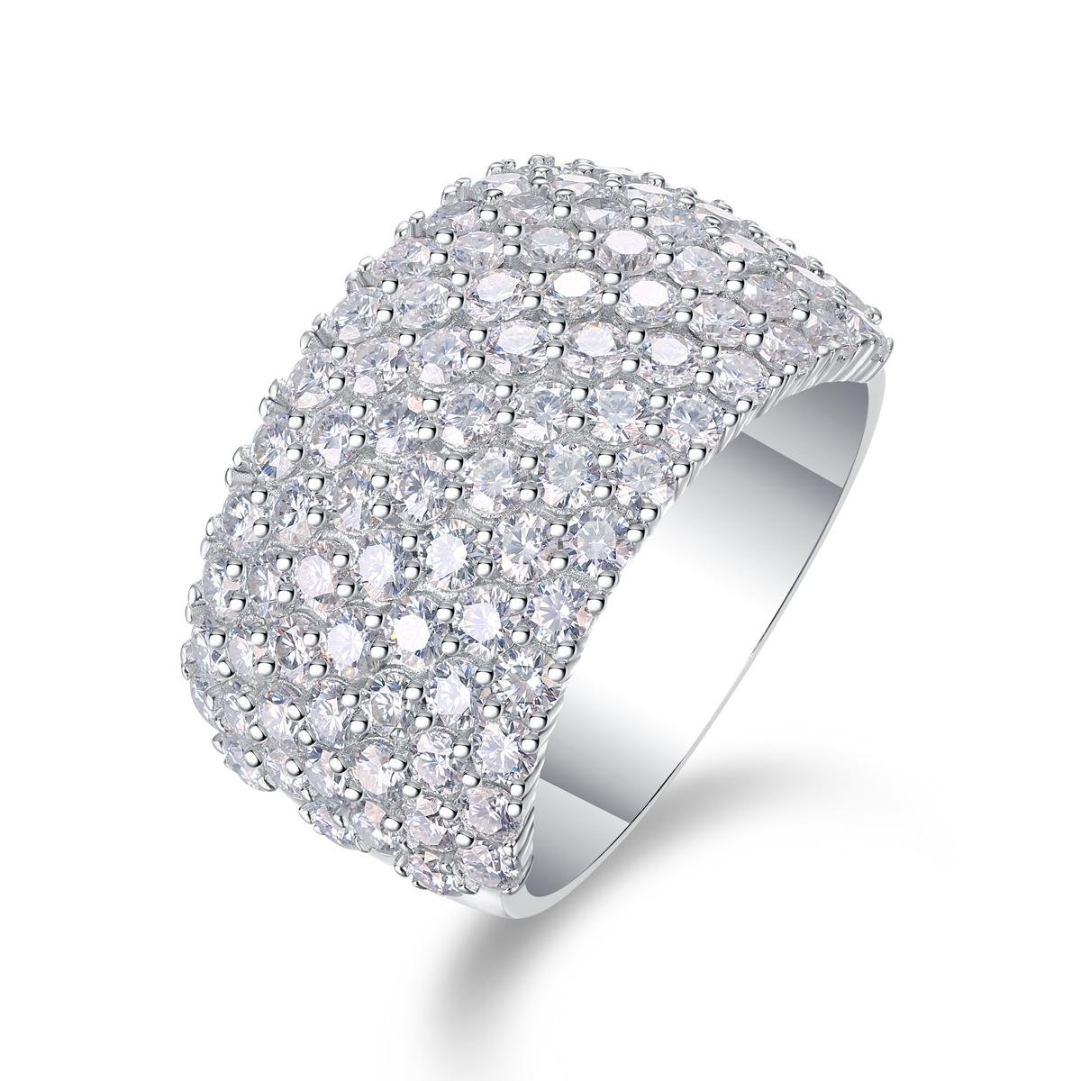 Fifty8 Moissanite Snowflake Ring, 18K White Gold Plated S925 Silver, Lace Snowflake