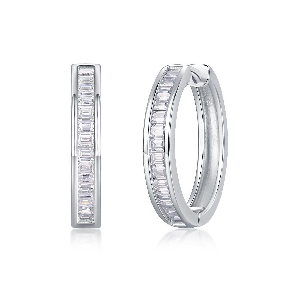 Fifty8 Baguette Moissanite Channel Set Band Ring, 925 Sterling Silver, Morning Dew
