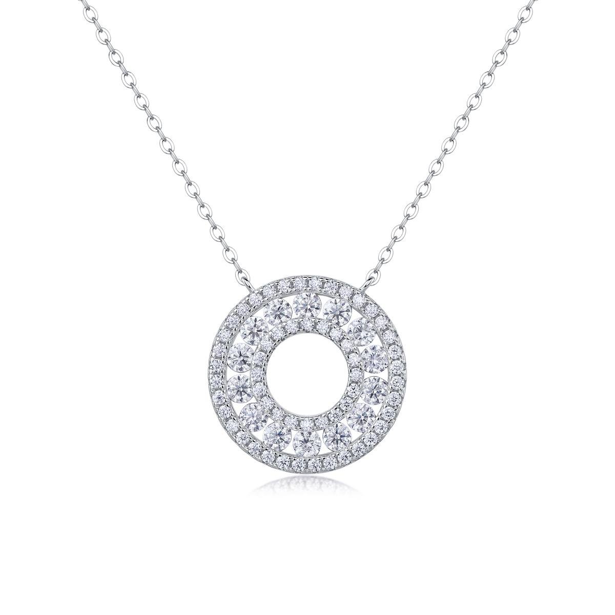 Fifty8 Moissanite Halo Pendant Necklace, 925 Sterling Silver, Journey Back